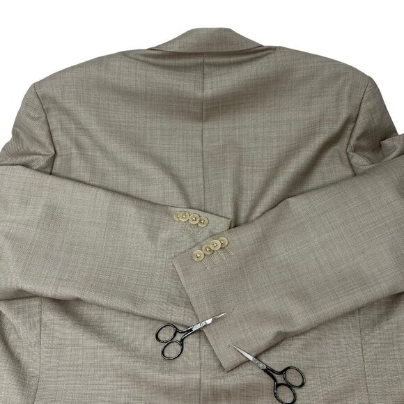 APT 9 Modern Fit Mens Wool Two Button Suit Jacket Sport Coat Size 44L Beige - Picture 10 of 14